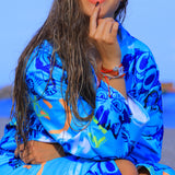 Be Positive Blue Kimono Bornoz